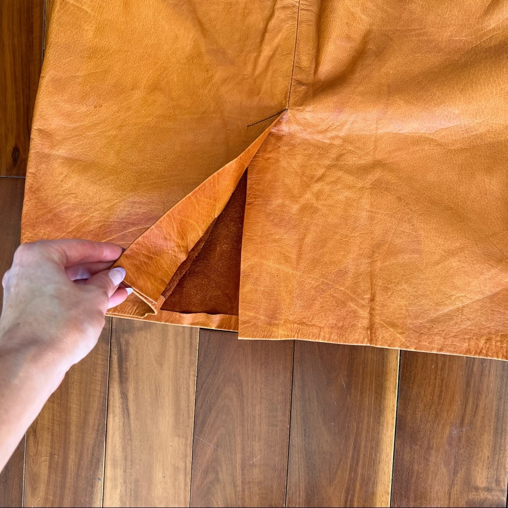 Vintage leather skirt, High waisted leather skirt - Picture 5 of 14